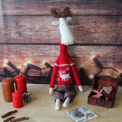 Stuffed toy for kids, soft Christmas moose, Stuffed animal toy, Christmas gift idea