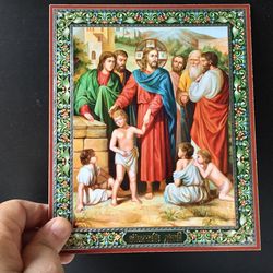 Christ and the Children | Inspirational Icon Decor| Size: 8 3/4"x7 1/4"