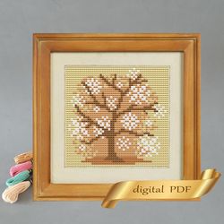 snow tree pattern pdf cross stitch, easy embroidery diy