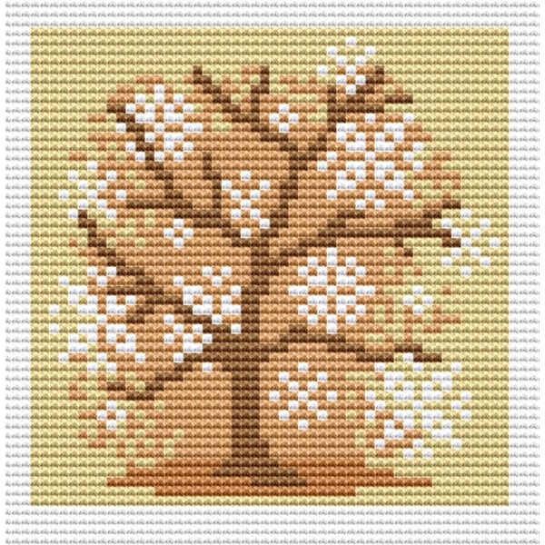 Snow tree pattern pdf cross stitch, Easy embroidery DIY | Inspire Uplift