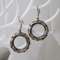Ethnic circle massive earrings. Heavy metal handcrafted jewelry. Present for unique women. Authentic design