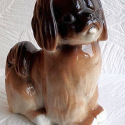 Vintage Porcelain Figurine Pekingese. Statuette Dog LFZ
