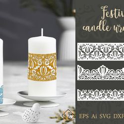 festive candle wrapper. cut file. svg