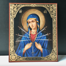 The Softening of Evil Hearts the Mother of God | Gold foiled icon | Inspirational Icon Decor| Size: 8 3/4"x7 1/4"