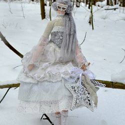 Winter Tilda Doll Deer Queen Forest Fairy Deer Doll Art Doll Valentine's Day Gift Gift to Girlfriend DollForHome