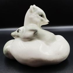 Vintage Porcelain Figurine Arctic Foxes USSR 1950s
