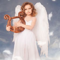 Angel wings kids costume cosplay white angel bird wings cosplay photo props birthday girl outfit carnival cupid costume
