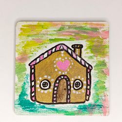 Refrigerator magnet, gingerbread house, acrylic
