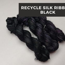 Sari Silk Ribbon - Black - Silk Ribbon - Craft Ribbon - Recycled Sari Silk Ribbon - Sari Silk Ribbon Yarn