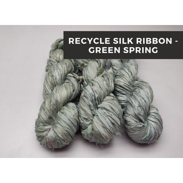 Osari Ribbon Sari Silk Ribbon - Green Spring - Silk Ribbon - Recycled Sar | Inspire ...