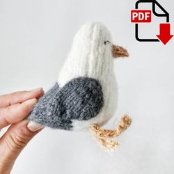 Mini seagull knitting pattern. English and Russian PDF.