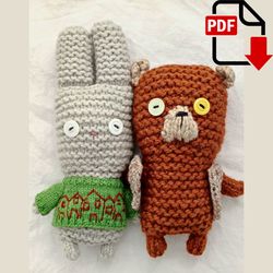 Mr Bear & Mr Rabbit knitting pattern. English and Russian PDF.