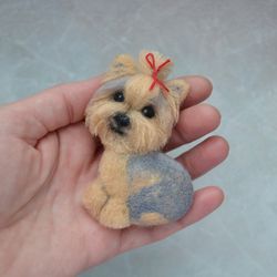 Customized yorkshire terrier dog portrait pin from photo Needle felted yorkie brooch Pet loss gift Personalized dog