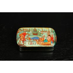Winter St Petersburg lacquer box hand-painted decorative art Three horses