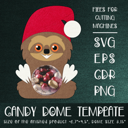 sloth candy dome | christmas paper craft template