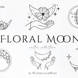 floral moons svg vector clipart zodiac, zodiac signs and constellations