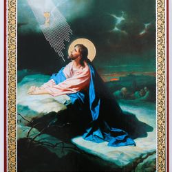 Jesus Kneeling Praying Looking at a Chalice in Midair icon | Orthodox gift | free shipping from the Orthodox store