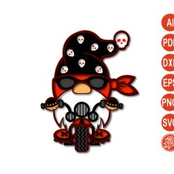 Layered Gnome Biker Mandala  SVG for Cricut