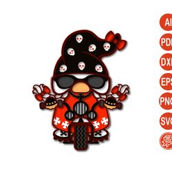 layered gnome girl biker mandala svg for cricut