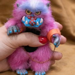 My pet monster 2 ,ooak ,handmade gift, furry animal, kawaii plush, poseable doll ,black friday