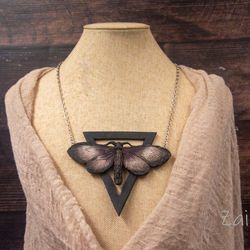 Butterfly polymer clay statement necklace bib necklace with insect gothic necklace