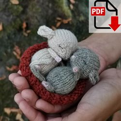 Baby mouse knitting pattern. English and Russian PDF.