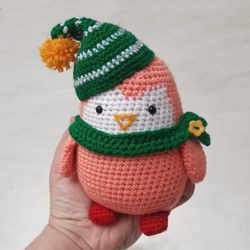 Hand Crochet Funny Christmas Penguin Stuffed Toys Animals Knit Gift Amigurumi