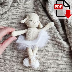 Sheep ballerina knitting pattern. English and Russian PDF.