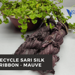 Sari Silk Ribbon - Muave - Silk Ribbon - Recycled Sari Silk Ribbon - Sari Silk Ribbon Yarn - Gift Ribbon