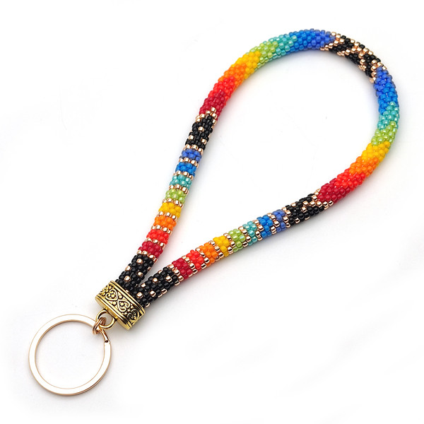 Rainbow black wristlet keychain