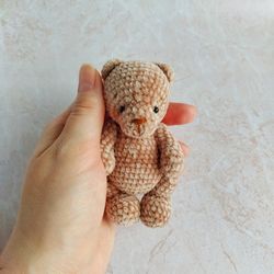 Little teddy bear knitted 4 inches. Handmade bear. Bear toy