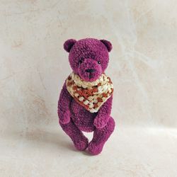Little teddy bear knitted 7,5 inches. Handmade bear. Bear toy