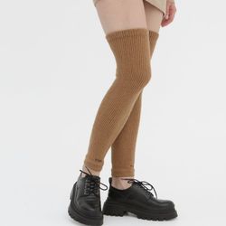 Camel wool gaiters for women, warm leggings. Wool leg warmers. Winter warm leg warmers. Hand knitted flip flop socks.