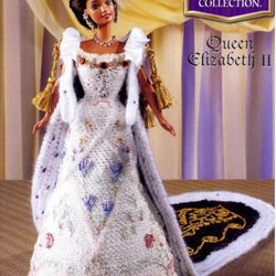 PDF Copy of the Pattern Knitted Dress of Queen Elizabeth for Barbie and Fasion Dolls 11  1\2 inch