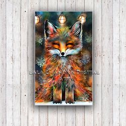 two cute foxes, set of two posters, wall decor, wall art, printable journaling scrapbook