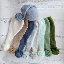 Fuzzy newborn sleepy caps. Baby newborn photo props. Fluffy hats