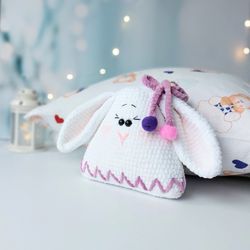 Pattern crochet Christmas bunny pillow for children's room decor, bunny Christmas, plushie pattern, rabbit toy pattern