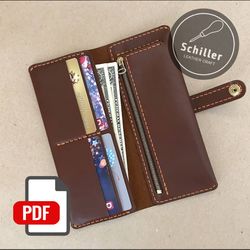 Long wallet - Trucker wallet - Leather wallet Pattern - PDF Download - Leather Craft