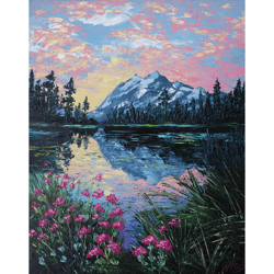 North Cascades Painting Mount Shuksan Original Art Maintain Lake Wall Art Landscape Artwork Impasto Painting Canvas Art
