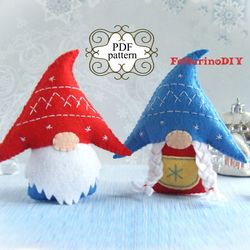 Christmas gnome pattern, Christmas gift toy, Felt Christmas ornaments patterns, Felt toy pattern, Christmas felt pattern