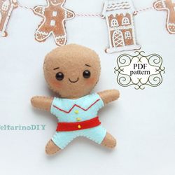 Gingerbread man felt pattern, Christmas ornaments patterns, Felt toy pattern, Felt sewing pattern