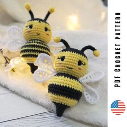 Crochet honey bee pattern, amigurumi insect tutorial little bee, easy to follow PDF pattern by CrochetToysForKids