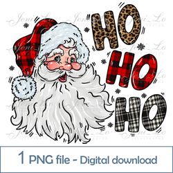 Santa Claus Ho Ho Ho 1 PNG file Merry Christmas clipart Buffalo plaid design Love Santa Sublimation Digital Download