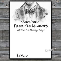 Bow Tie Favorite Memory of the Birthday Boy,Birthday Games for Him, Adult Birthday Games,Printable Birthday Games
