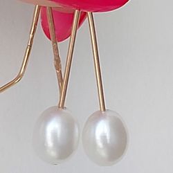Elegant 14K Earrings Pearls Original 585 Rose Gold  Soviet Retro Russian Women's jewelry, Vintage gift for woman