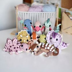 9 in 1 Crochet pattern dinosaurs bundle amigurumi toy, jurassic park crochet collection, diy cute dino gift for baby