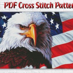 Bald Eagle Cross Stitch Pattern / USA Flag Cross Stitch Pattern / America Simbol Cross Stitch Chart / Bird Cross Stitch