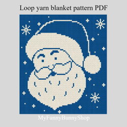 Loop yarn finger knitted Santa Claus blanket-2 pattern PDF