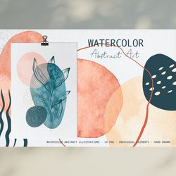 Watercolor Abstract Modern Art / Wall Art / Digital Abstract Art / Uneven Shapes / Texture Brushes / Hand Drawn / PNG
