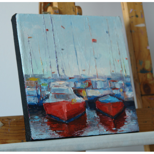 boats mini art oil painting on canvas.jpg